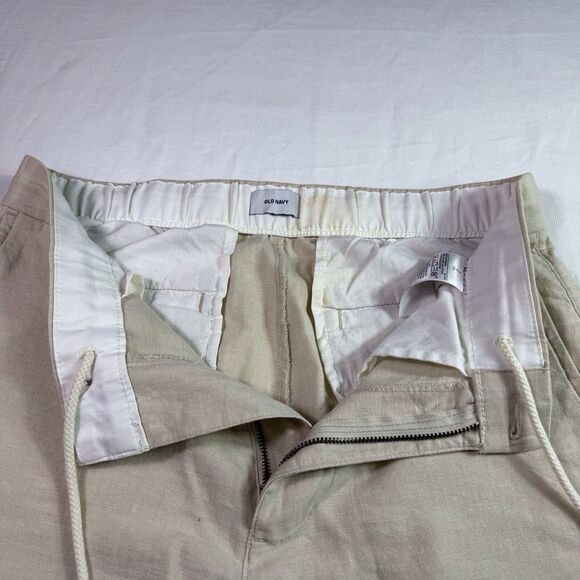 Old Navy Cream Linen Blend Pants Sz SP Pockets Boho Coastal Beach Indie comfy - Picture 3 of 8